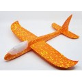 Avion planor portocaliu cu led din spuma flexibila 47x49 cm 