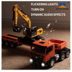 Huina 1319 - Trailer si Excavator metalic cu radiocomanda 1:24 2.4GHz
