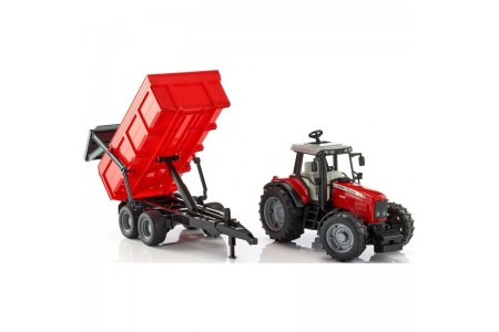 Tractor Massey Ferguson cu remorca basculanta BRUDER 02045 Tractor Massey Ferguson cu remorca basculanta BRUDER 02045