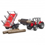 Tractor Massey Ferguson cu incarcator frontal si remorca BRUDER 02046