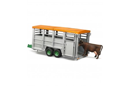 Remorca transport animale cu figurina vaca, Bruder 02227 Remorca transport animale cu figurina vaca, Bruder 02227