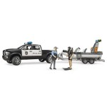 Masina de politie RAM 2500 Pickup cu remorca si barca Bruder 02507