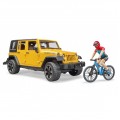 Jeep Wrangler Rubicon, cu bicicleta de munte si ciclist BRUD...