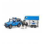 Masina de politie Land Rover cu remorca cai si figurina, BRUDER 02588