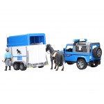 Masina de politie Land Rover cu remorca cai si figurina, BRUDER 02588
