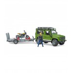 Land Rover Defender si motocicleta Ducati Scrambler cu figurina Bruder 02589 Land Rover Defender si motocicleta Ducati Scrambler cu figurina Bruder 02589