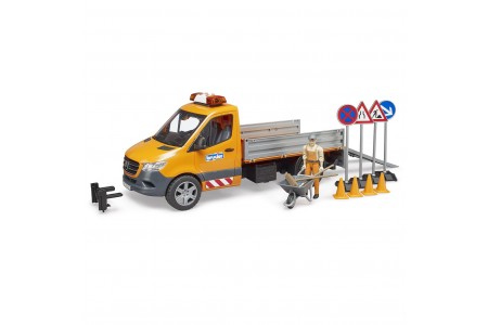 Mercedes Benz Sprinter basculabil cu girofar, sofer si accesorii, BRUDER 02677