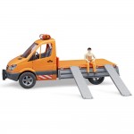 Mercedes Benz Sprinter basculabil cu girofar, sofer si accesorii, BRUDER 02677