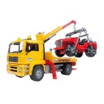 Camion MAN TGA de tractare si masina de teren, BRUDER 02750 Camion MAN TGA de tractare si masina de teren, BRUDER 02750