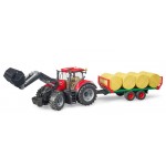 Tractor Case IH Optum 300 CVX cu remorca de transport baloti, BRUDER 03198