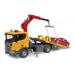 Camion de tractare Scania Super 560 R cu autoturism, Bruder 03552 Camion de tractare Scania Super 560 R cu autoturism, Bruder 03552