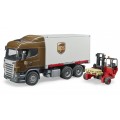 Camion Scania UPS cu container si stivuitor BRUDER 03581