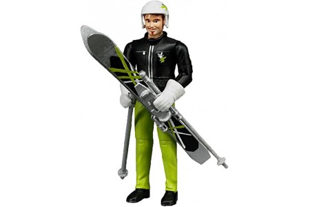 Figurina barbat cu schiuri accesorii Bruder 60040
