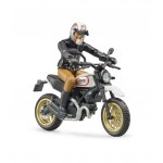 Motocicleta Ducati Scrambler cu figurina motociclist BRUDER 63051