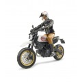 Motocicleta Ducati Scrambler cu figurina motociclist BRUDER 