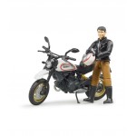 Motocicleta Ducati Scrambler cu figurina motociclist BRUDER 63051