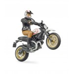 Motocicleta Ducati Scrambler cu figurina motociclist BRUDER 63051