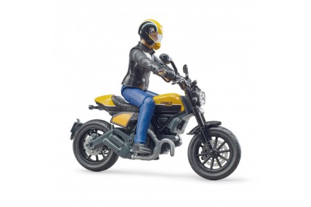 Motocicleta Ducati Scrambler cu figurina motociclist BRUDER 63053 Motocicleta Ducati Scrambler cu figurina motociclist BRUDER 63053