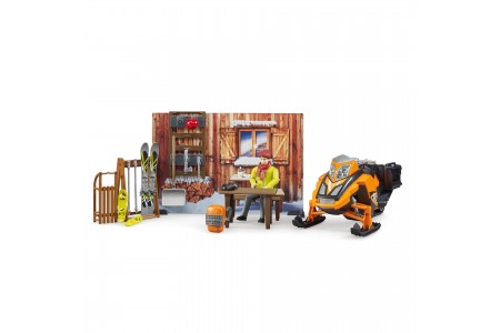 Cabana de munte cu Snowmobil si accesorii, Bruder 63102
