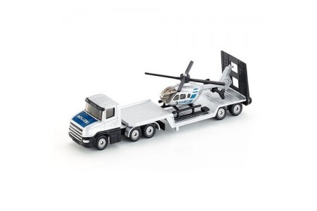 Camion de Politie metalic cu Elicopter metalic, Siku metal 