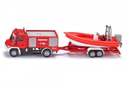 Masina de pompieri Unimog SIKU 1:87+ remorca Siku metal