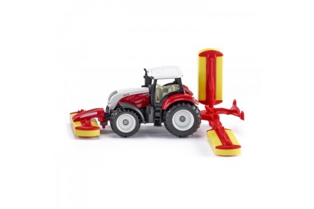 Tractor Steyr with Pöttinger mower combination metalic SIKU 16 cm