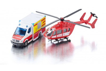 1:87 Mercedes-Benz Ambulanta si  Elicopter, Siku metal