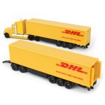 DHL Camion cu doua remorci Siku metal, scara 1:87