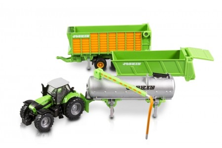 Tractor Deutz cu remorci si cisterna 1:87 Siku