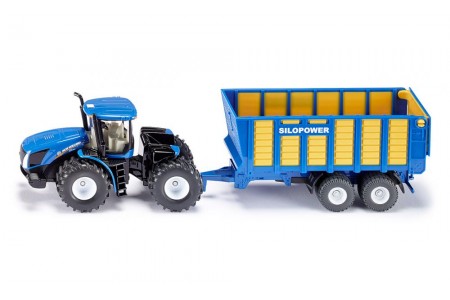 Tractor New Holland T9.560 cu remorca, 1:50 Siku metal