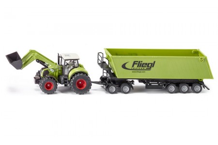 Tractor Claas Axion 850 cu cupa si remorca Fliegl 1:50 Siku