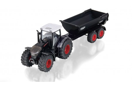 Tractor Fendt 942 Vario cu remorca, Black Edition Siku 1:50