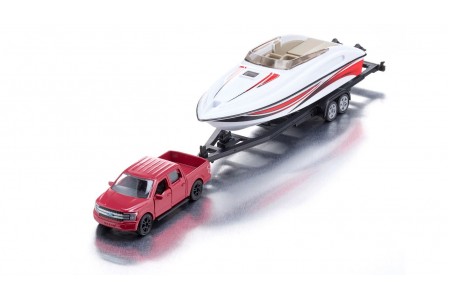 Masinuta Ford F150 cu barca sportiva, Siku 1:50